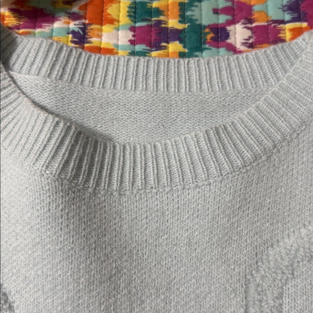 Light Blue Heart Pattern Sweater - image 5